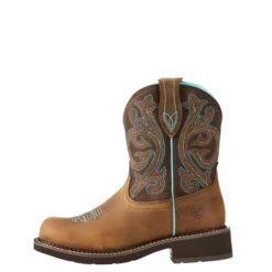 Ariat® Ladies Fatbaby Heritage Distressed Brown & Fudge Boots 10021462 -True Style Shoes Store 10021462 side