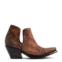 Ariat Ladies Dixon Chocolate Wingtip Western Booties 10038306 -True Style Shoes Store 10038306 side