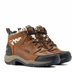 Ariat® Ladies Terrain H2O Distressed Brown & Speckled Cow Print Boots 10044538 -True Style Shoes Store 10044538g