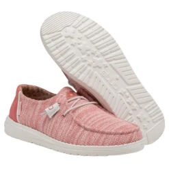 Hey Dude Ladies Wendy Stretch Coral Pearl Slip On Shoe 121415071 -True Style Shoes Store 121415071 WENDY STRETCH CORAL PEARL LEFT 33