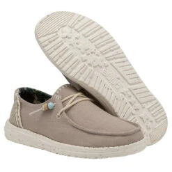 Hey Dude Ladies Wendy Natural Rose Grey Slip On Shoes 122155005 8 Hey Dude Ladies Wendy Natural Rose Grey Slip On Shoes 122155005 -True Style Shoes Store 122155005 WENDY NATURAL ROSE LEFT 33