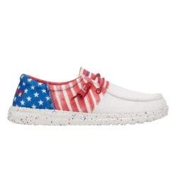 Hey Dude® Ladies Wendy Sox Tri America Slip On Shoes 122342143 -True Style Shoes Store 122342143 WENDY SOX TRI AMERICANA LEFT 1321