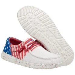 Hey Dude® Ladies Wendy Sox Tri America Slip On Shoes 122342143 -True Style Shoes Store 122342143 WENDY SOX TRI AMERICANA LEFT 3321