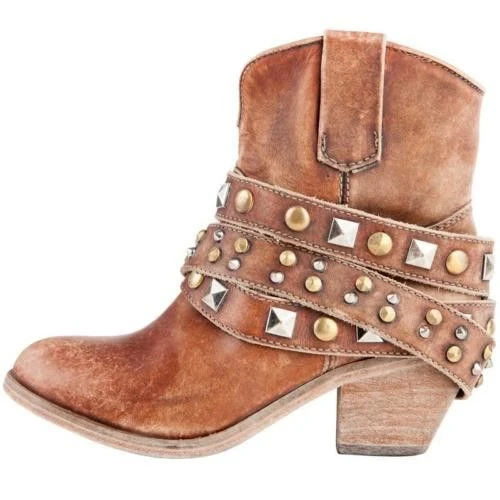 Circle G By Corral Ladies Studded Strap Ankle Cowgirl Boots P5042 3 Circle G By Corral Ladies Studded Strap Ankle Cowgirl Boots P5042 - Image 3