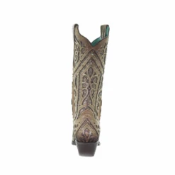 Corral Boots Corral Ladies Straw Brown Studded Boot W/ Bronze & Black Laser Inlay E1620 -True Style Shoes Store 1620d