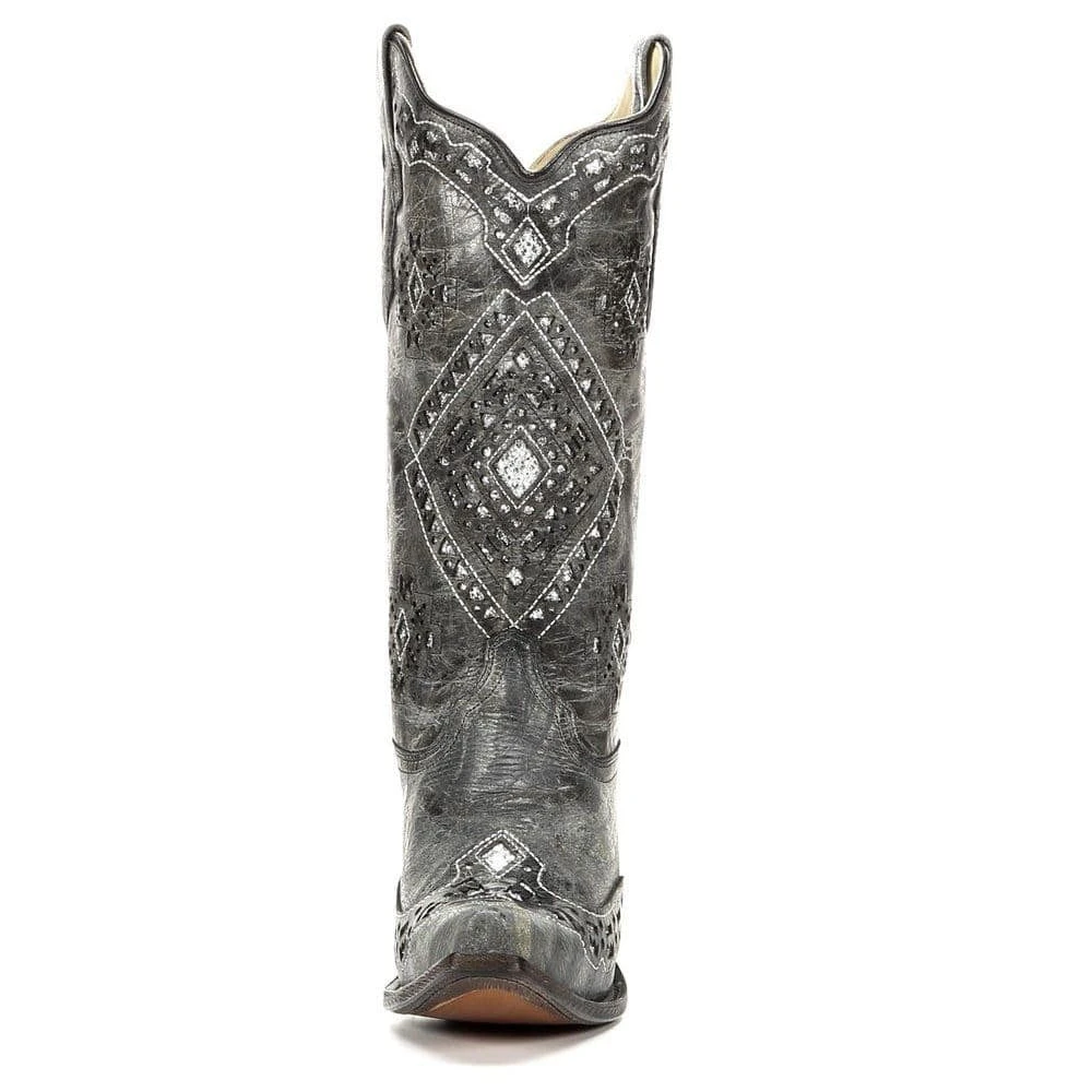 Corral Boots Corral Ladies Brandy Grey Black& Silver Glitter Inlay Boots A2963 5 Corral Boots Corral Ladies Brandy Grey Black& Silver Glitter Inlay Boots A2963 - Image 5