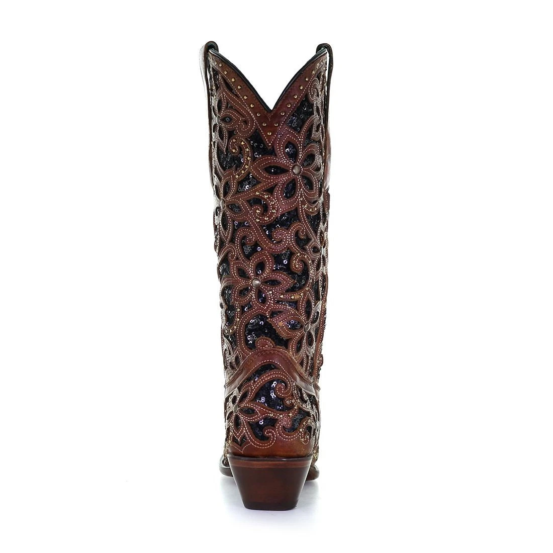 Corral Boots Corral Ladies Tan & Black Inlay, Embroidery & Stud Leather Boots A4083 4 Corral Boots Corral Ladies Tan & Black Inlay, Embroidery & Stud Leather Boots A4083 - Image 4