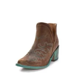 Circle G By Corral Ladies Cognac Brown & Turquoise Embroidery Booties Q0099 -True Style Shoes Store 57 3d4725e9 f24f 4f25 82f2 12314b382698