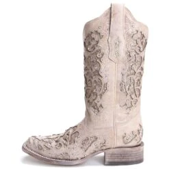Corral Boots Corral Ladies Eliza White Glitter Inlay & Crystals Wedding Boot A3397 6 Corral Boots Corral Ladies Eliza White Glitter Inlay & Crystals Wedding Boot A3397 -True Style Shoes Store 88215 corral womens boots a3397 white 2