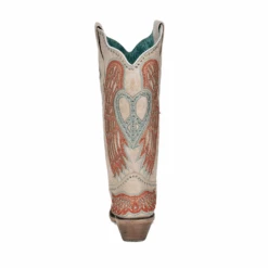 Corral Boots Corral Ladies Studded Bone Heart & Wings Overlay Western Boots A4236 -True Style Shoes Store A42363