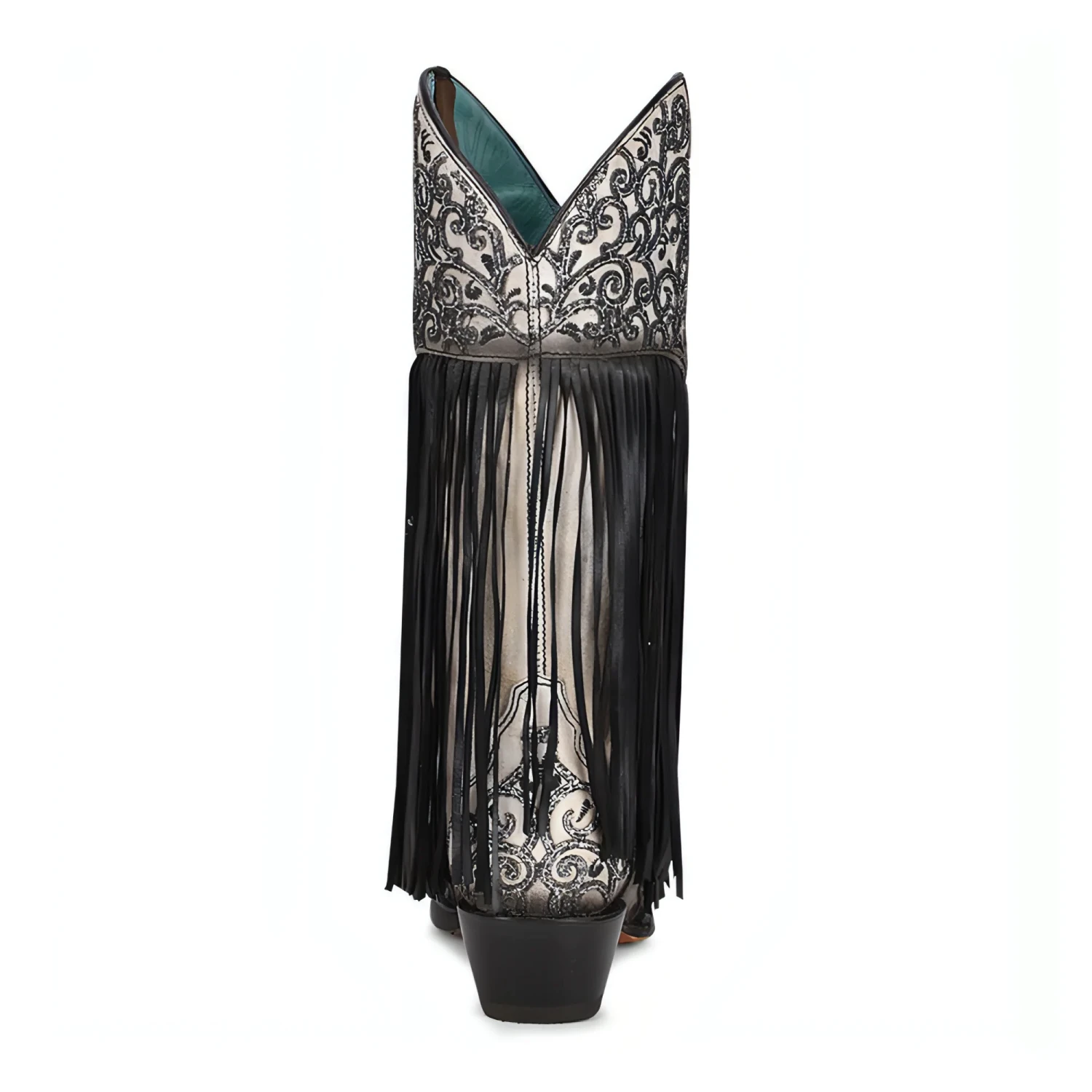 Corral Boots Corral® Ladies Black & White Overlay Fringed Boots C3877 3 Corral Boots Corral® Ladies Black & White Overlay Fringed Boots C3877 - Image 3