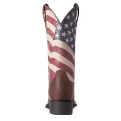 Ariat Ladies Round Up Patriot Stars & Stripes Western Boots 10038397 -True Style Shoes Store F21 WMS WEST 10038397 heel