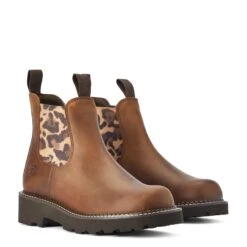 Ariat® Ladies Fatbaby® Twin Gore Tan & Leopard Ankle Boots 10042418 11 Ariat® Ladies Fatbaby® Twin Gore Tan & Leopard Ankle Boots 10042418 -True Style Shoes Store F22 WMS WEST 10042418 pair