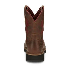 Justin Ladies Lathey Brown Nano Composite Square Toe Work Boots GY9962 -True Style Shoes Store GY9962 617x563 Heel