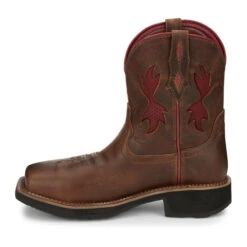 Justin Ladies Lathey Brown Nano Composite Square Toe Work Boots GY9962 -True Style Shoes Store GY9962 617x563 Instep
