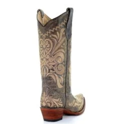Circle G By Corral Ladies Distressed Green/Beige Filigree Boots L5407 -True Style Shoes Store L5407 2