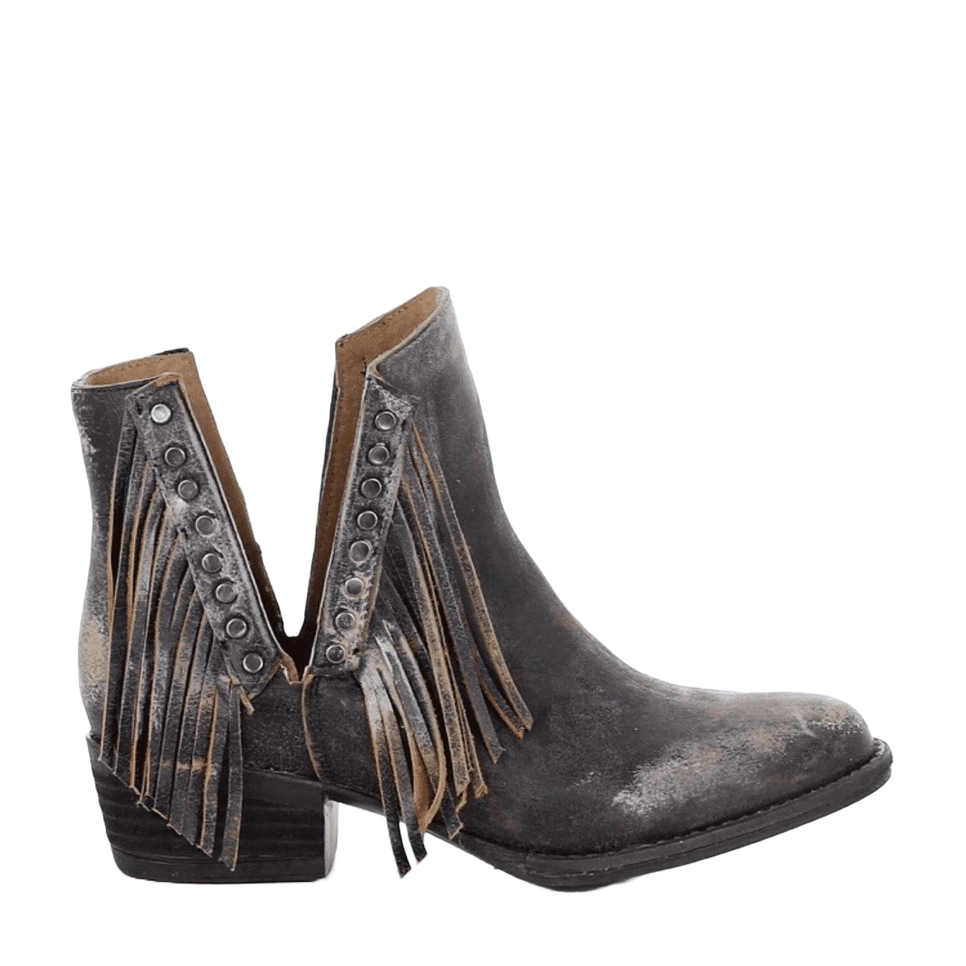 Circle G By Corral Ladies Black Studs & Fringe Booties Q5089 2 Circle G By Corral Ladies Black Studs & Fringe Booties Q5089 - Image 2