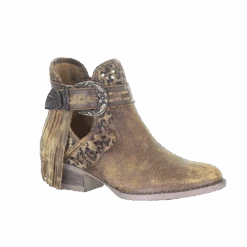 Circle G By Corral Ladies Brown Fringe & Harness Shortie Boot Q0171