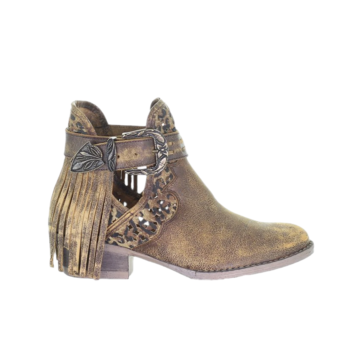 Circle G By Corral Ladies Brown Fringe & Harness Shortie Boot Q0171 2 Circle G By Corral Ladies Brown Fringe & Harness Shortie Boot Q0171 - Image 2