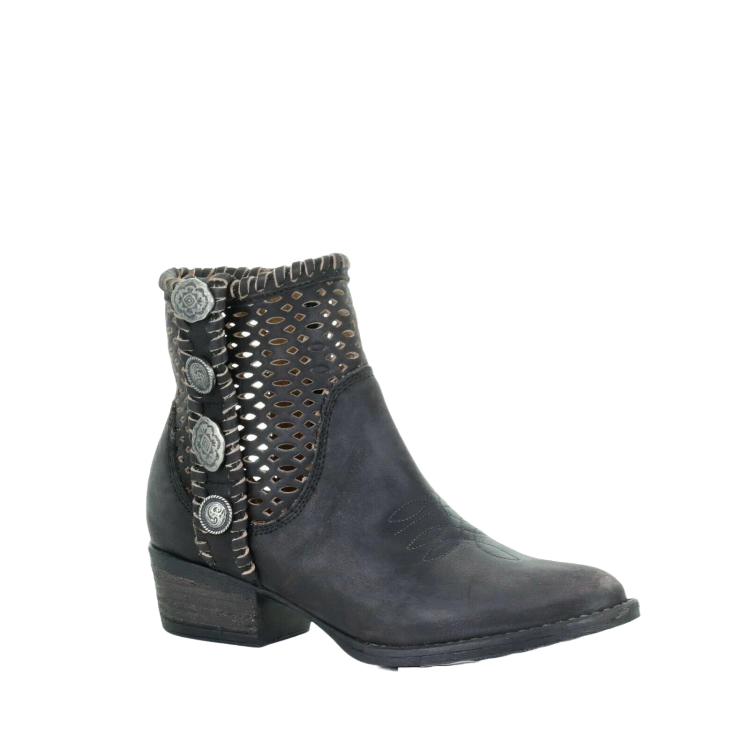 Circle G By Corral Ladies Cutout & Studded Black Ankle Boots Q0117 1 Circle G By Corral Ladies Cutout & Studded Black Ankle Boots Q0117