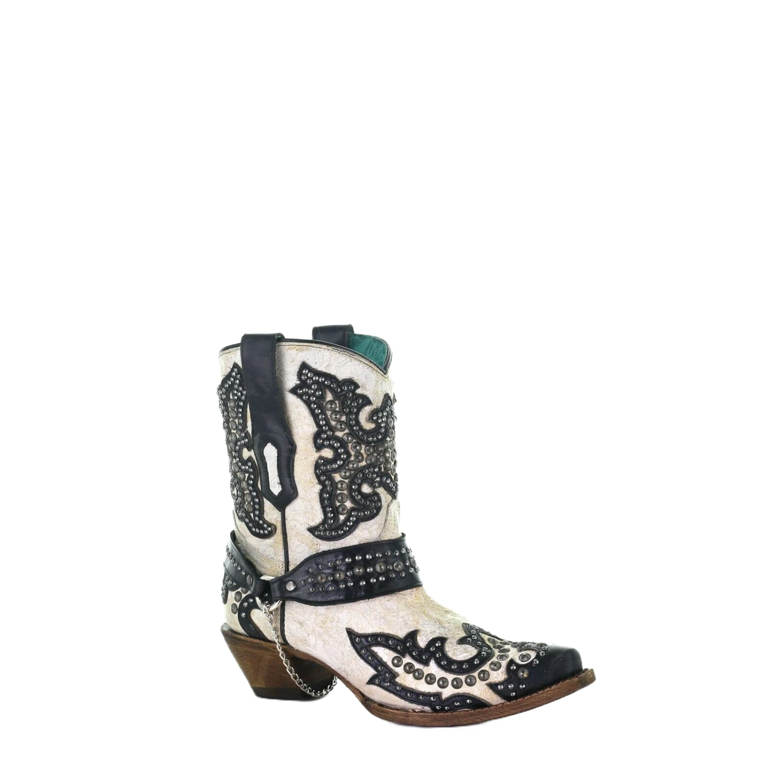 Corral Boots Corral Ladies White With Black Overlay Embroidery & Stud Boots A3973 1 Corral Boots Corral Ladies White With Black Overlay Embroidery & Stud Boots A3973