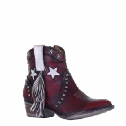 Circle G By Corral Ladies Wine Star, Fringe & Studs Ankle Bootie Q0182
