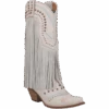 Dingo® Ladies Gypsy Almond Toe Fringed White Boots DI737-WHT