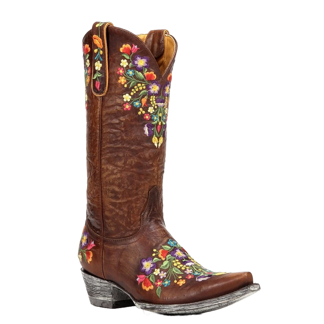 Old Gringo Sora 13" Multicolor Floral Embroidery Boots - Brass L841-3 1 Old Gringo Sora 13" Multicolor Floral Embroidery Boots - Brass L841-3