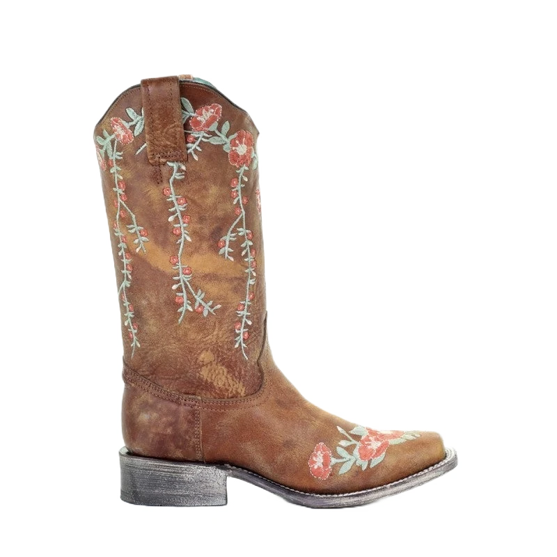 Corral Boots Corral Ladies Tan Deer Skull Overlay & Floral Embroidery Boots A3708 2 Corral Boots Corral Ladies Tan Deer Skull Overlay & Floral Embroidery Boots A3708 - Image 2
