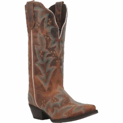 Laredo Ladies Adrian Snip Toe Honey Studded Western Boots 52412