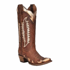 Circle G By Corral Ladies Cognac Studded Overlay Western Boots L2042
