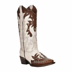 Circle G By Corral Ladies Pearl & Cognac Overlay Snip Toe Boots L6032