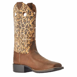 Ariat® Ladies Round Up Crossroads Brown Leopard Western Boots 10042384