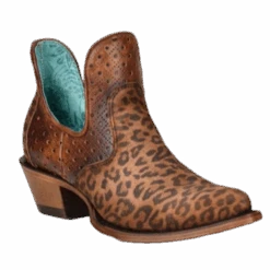Corral Boots Corral Ladies Brown Leopard Print Inlay Ankle Bootie Z2001