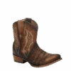 Corral Boots Corral Ladies Chocolate Lamb Embroidery & Studs Shortie Boots C3371