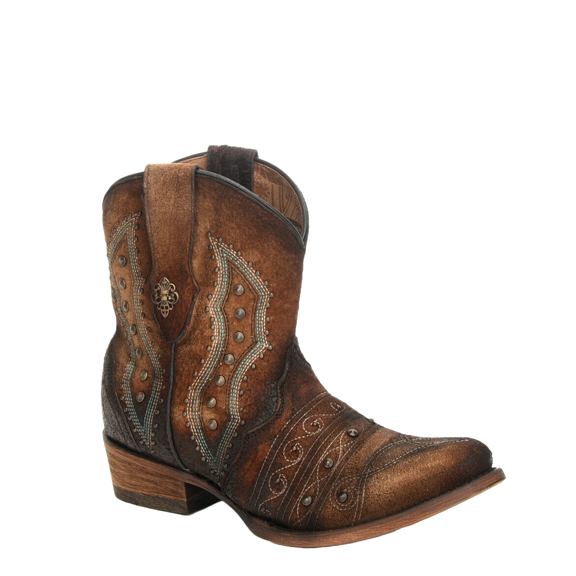 Corral Boots Corral Ladies Chocolate Lamb Embroidery & Studs Shortie Boots C3371 1 Corral Boots Corral Ladies Chocolate Lamb Embroidery & Studs Shortie Boots C3371