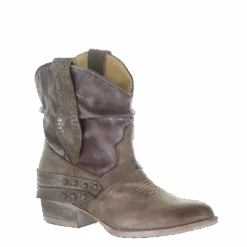 Circle G By Corral Ladies Slouch & Studs Brown Ankle Boots Q0172