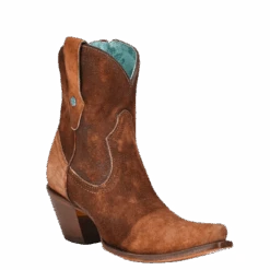 Corral Boots Corral Ladies Brown Lamb Ankle Bootie Boots A4171