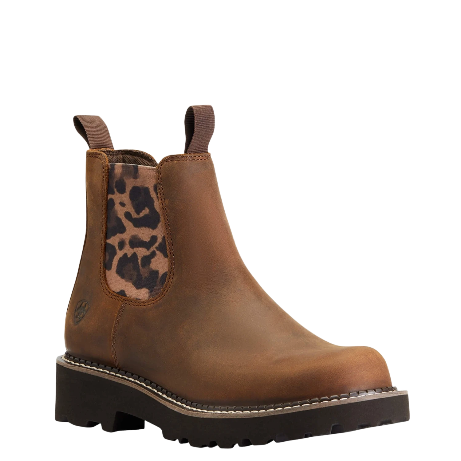 Ariat® Ladies Fatbaby® Twin Gore Tan & Leopard Ankle Boots 10042418 1 Ariat® Ladies Fatbaby® Twin Gore Tan & Leopard Ankle Boots 10042418