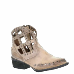 Circle G By Corral Ladies Brown Cutout Stud & Zipper Booties Q5093