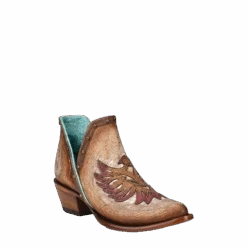 Corral Boots Corral Ladies Bird Overlay And Studded Brown J Toe Bootie Z2006