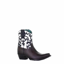 Corral Boots Corral Ladies Black & White Overlay And Embroidery Ankle Boots C3758