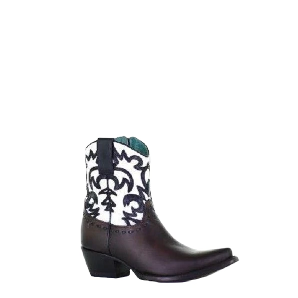 Corral Boots Corral Ladies Black & White Overlay And Embroidery Ankle Boots C3758 1 Corral Boots Corral Ladies Black & White Overlay And Embroidery Ankle Boots C3758