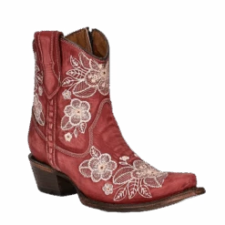 Circle G By Corral® Ladies Red Floral Embroidered Booties L5875