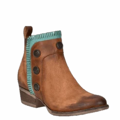 Circle G By Corral Ladies Distressed Brown & Turquoise Fringe Booties Q0211