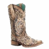 Corral Boots Corral Ladies Bone & Multicolor Inlay & Studs Square Toe Boots C3405