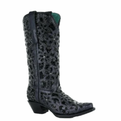 Corral Boots Corral Ladies Black Inlay Embroidery & Studs Boots A3752