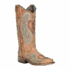 Corral Boots Corral Ladies Sandy Heart & Wings Tan Square Toe Boots A4313