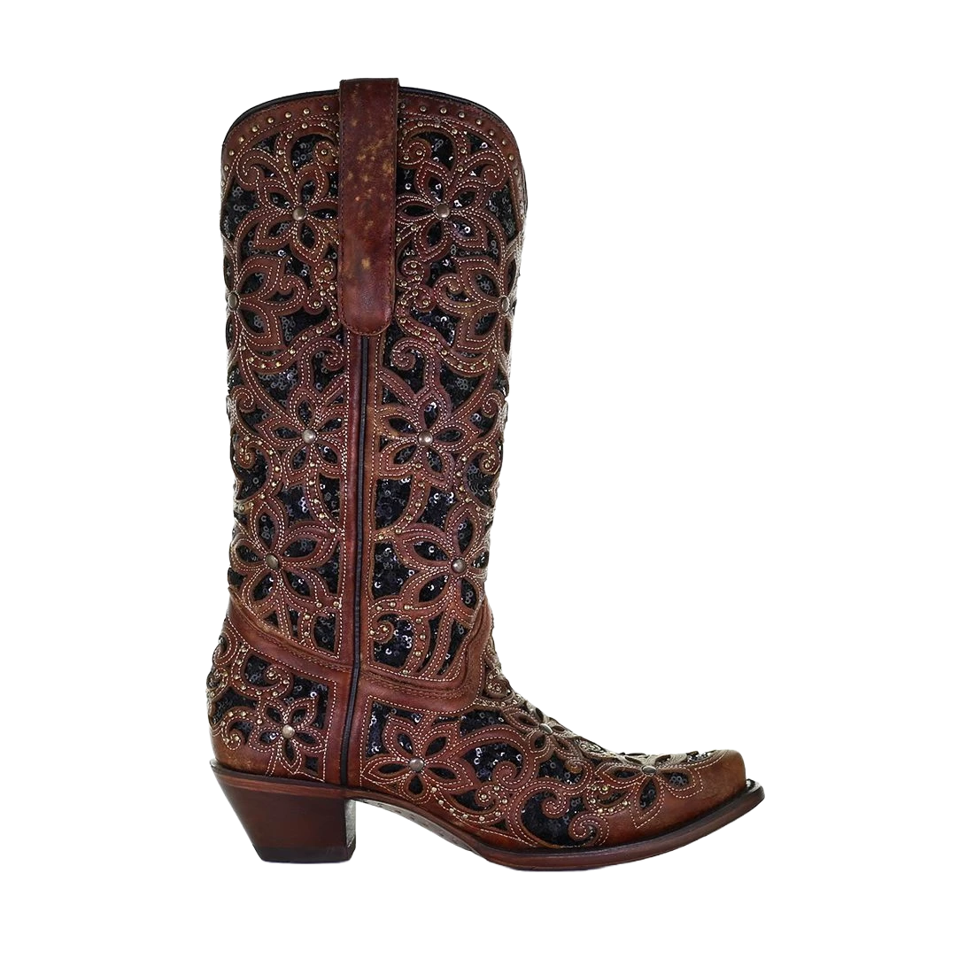 Corral Boots Corral Ladies Tan & Black Inlay, Embroidery & Stud Leather Boots A4083 2 Corral Boots Corral Ladies Tan & Black Inlay, Embroidery & Stud Leather Boots A4083 - Image 2