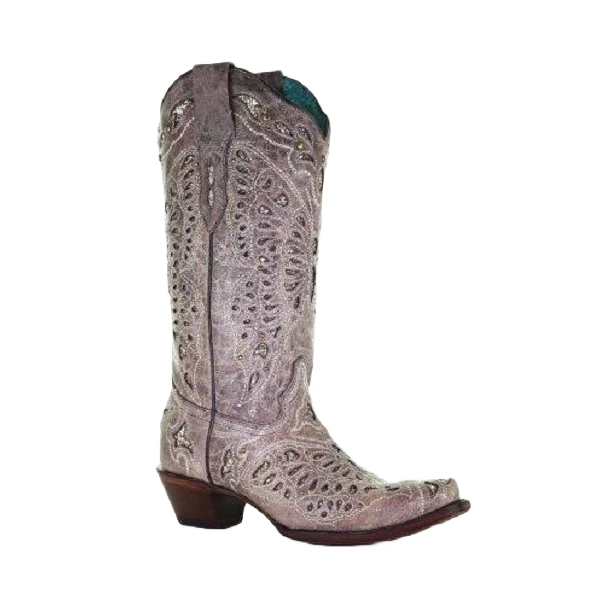 Corral Boots Corral Ladies Glitter Butterfly Inlay Light Brown Snip Toe Boots A4088 1 Corral Boots Corral Ladies Glitter Butterfly Inlay Light Brown Snip Toe Boots A4088